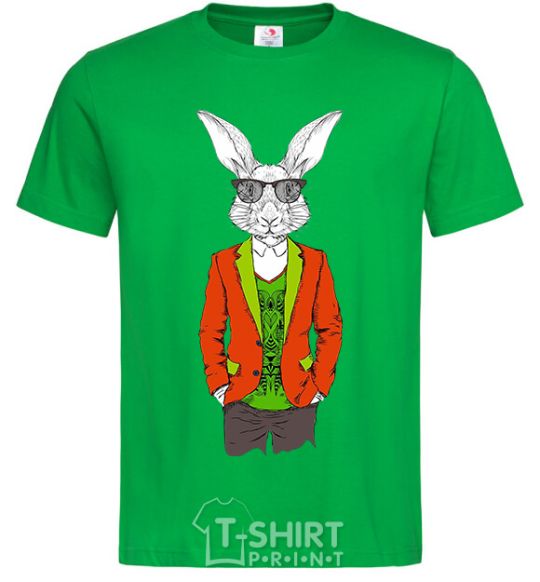 Men's T-Shirt A rabbit in a red jacket kelly-green фото