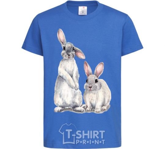 Kids T-shirt Watercolor bunnies royal-blue фото