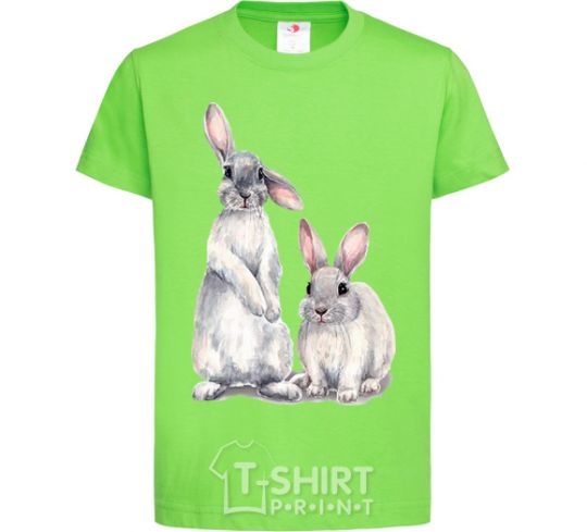 Kids T-shirt Watercolor bunnies orchid-green фото