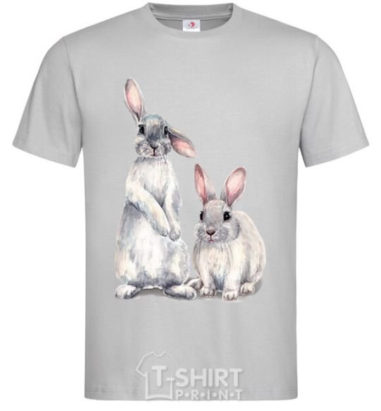 Men's T-Shirt Watercolor bunnies grey фото