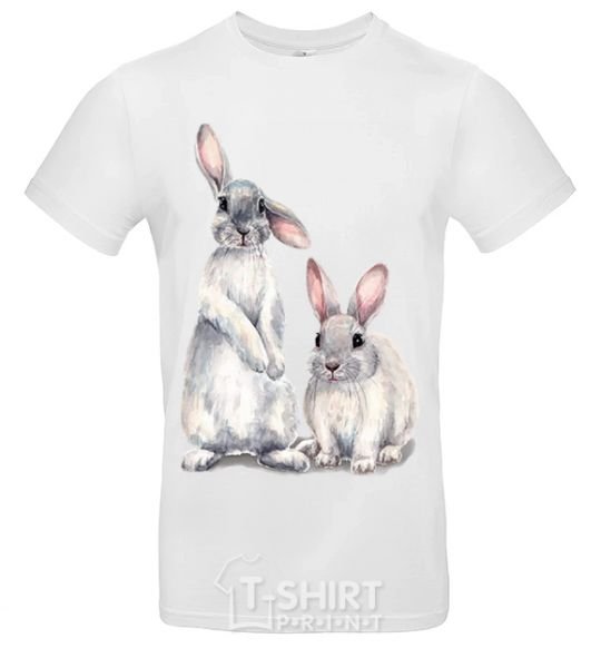 Men's T-Shirt Watercolor bunnies White фото