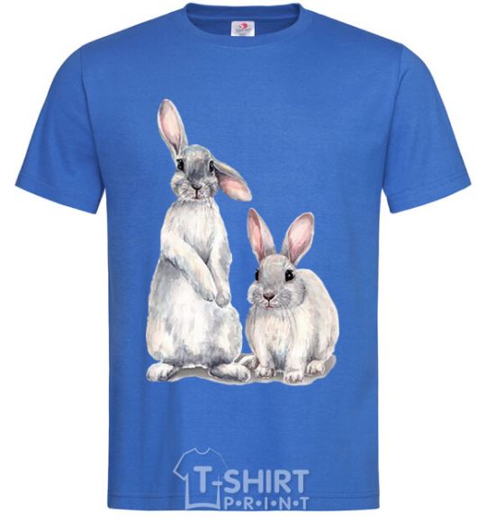 Men's T-Shirt Watercolor bunnies royal-blue фото