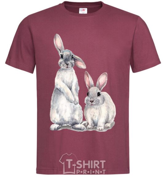 Men's T-Shirt Watercolor bunnies burgundy фото