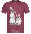 Men's T-Shirt Watercolor bunnies burgundy фото