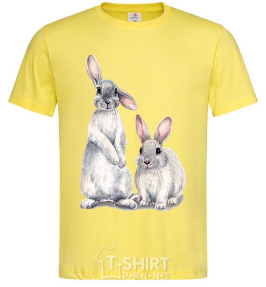 Men's T-Shirt Watercolor bunnies cornsilk фото