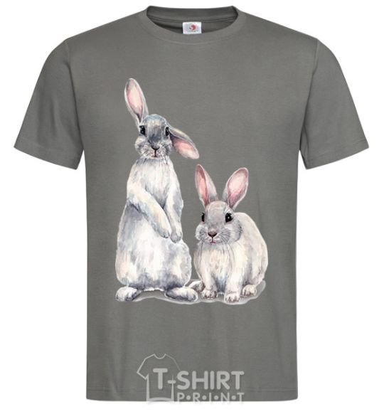 Men's T-Shirt Watercolor bunnies dark-grey фото