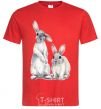 Men's T-Shirt Watercolor bunnies red фото