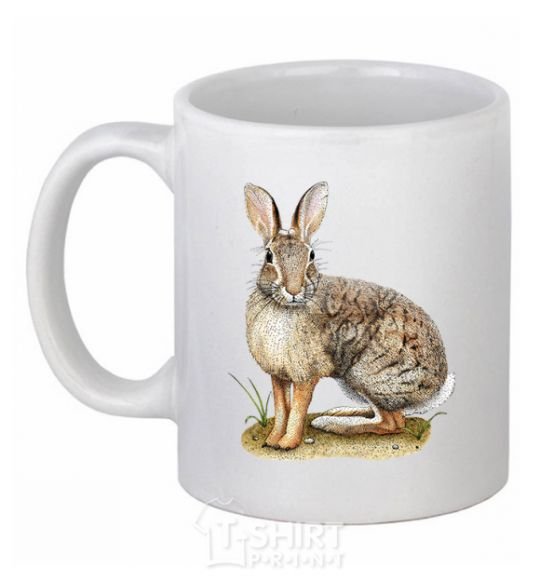 Ceramic mug Brush rabbit White фото