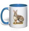 Mug with a colored handle Brush rabbit royal-blue фото