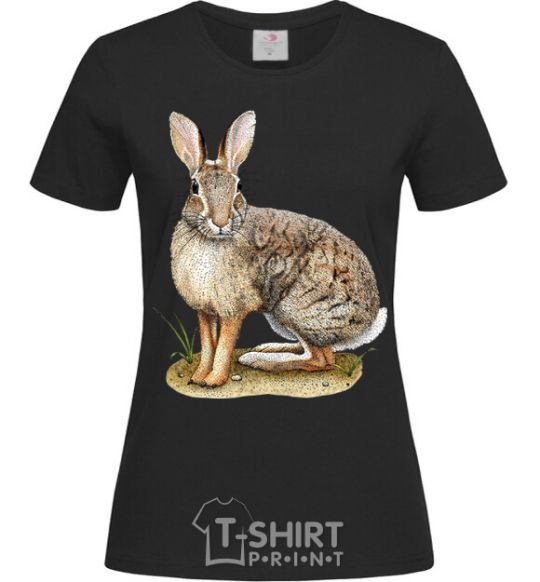 Женская футболка Brush rabbit Черный фото