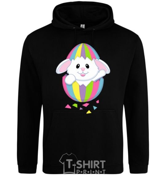 Men`s hoodie A rabbit in an egg black фото