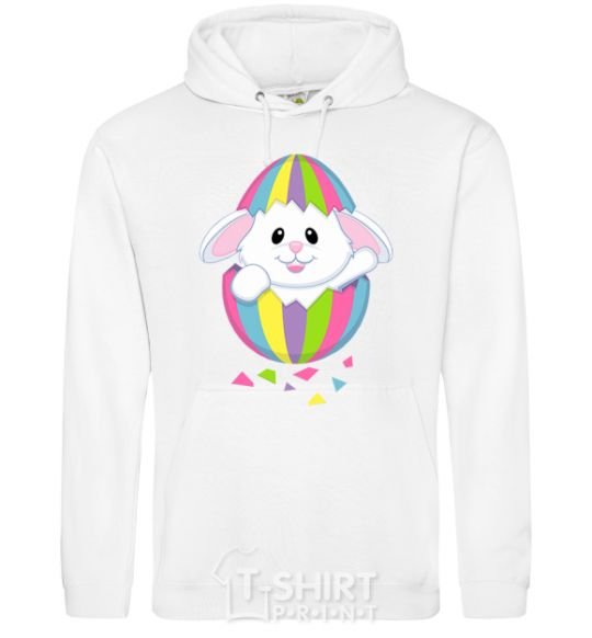 Men`s hoodie A rabbit in an egg White фото