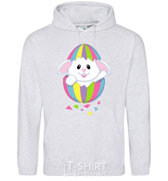 Men`s hoodie A rabbit in an egg sport-grey фото