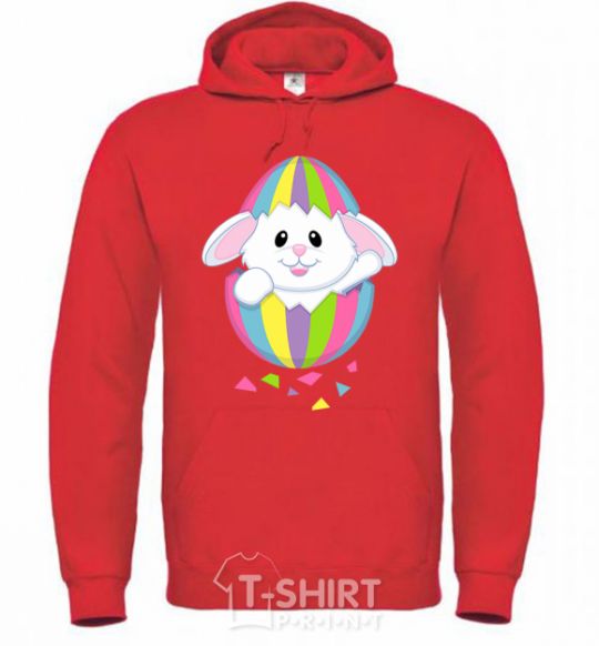 Men`s hoodie A rabbit in an egg bright-red фото