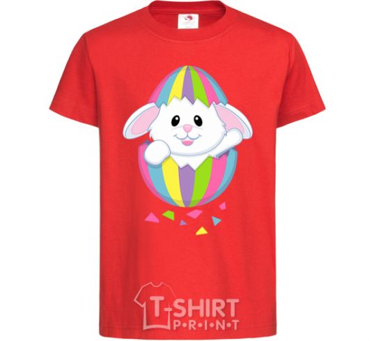 Kids T-shirt A rabbit in an egg red фото