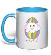 Mug with a colored handle A rabbit in an egg sky-blue фото