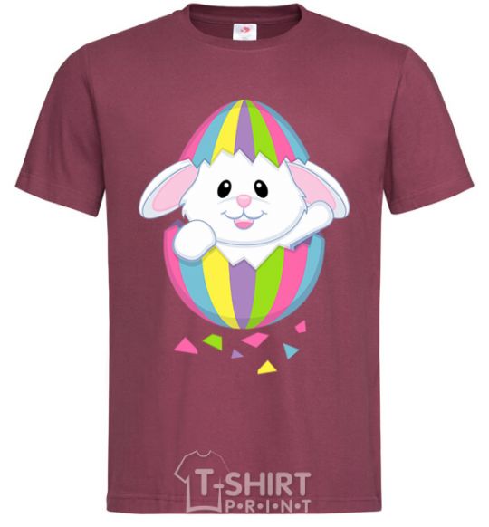 Men's T-Shirt A rabbit in an egg burgundy фото