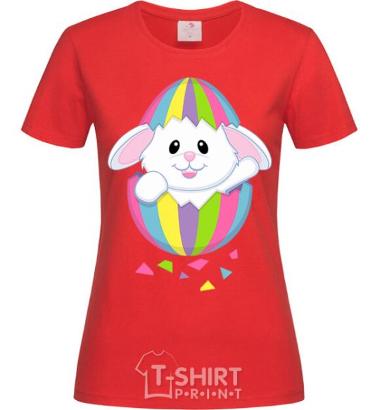 Женская футболка Кролик в яйце Красный фото