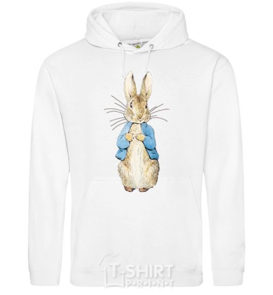 Men`s hoodie A rabbit in a jacket White фото