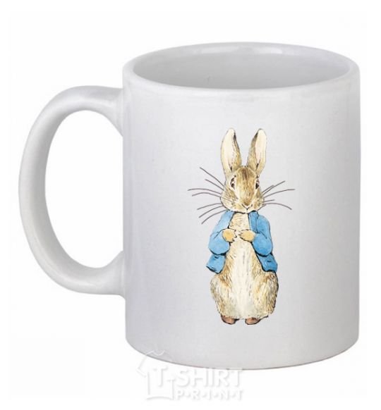 Ceramic mug A rabbit in a jacket White фото