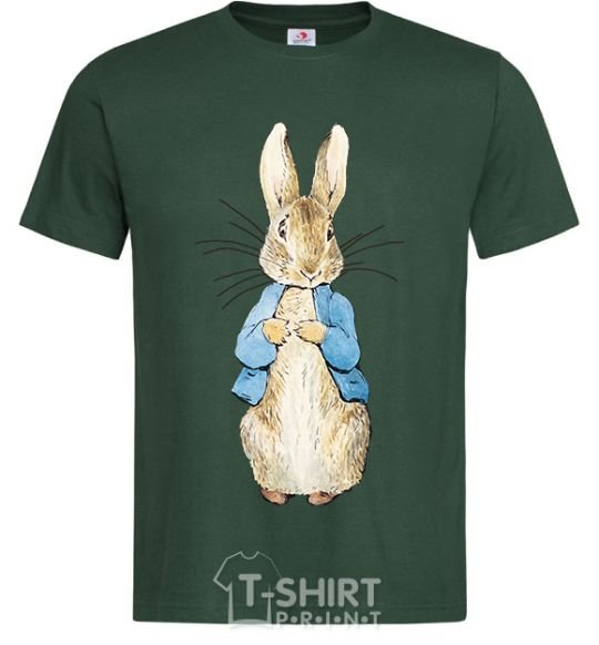 Men's T-Shirt A rabbit in a jacket bottle-green фото