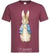 Men's T-Shirt A rabbit in a jacket burgundy фото