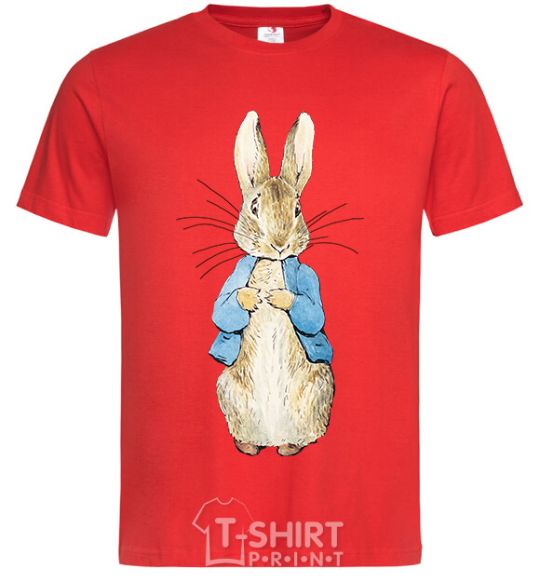 Men's T-Shirt A rabbit in a jacket red фото