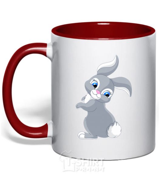 Mug with a colored handle A rabbit with a tail red фото