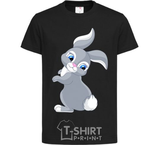 Kids T-shirt A rabbit with a tail black фото