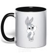 Mug with a colored handle Little Bucks Bunny black фото