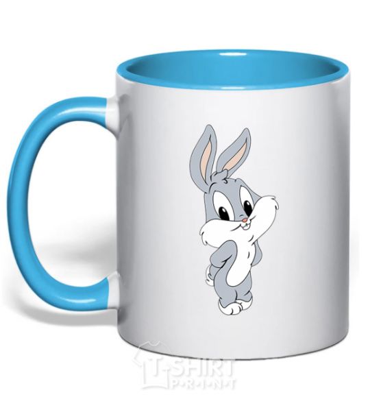 Mug with a colored handle Little Bucks Bunny sky-blue фото