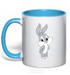 Mug with a colored handle Little Bucks Bunny sky-blue фото