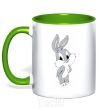Mug with a colored handle Little Bucks Bunny kelly-green фото