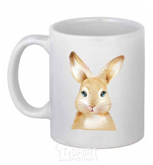 Ceramic mug Red rabbit White фото