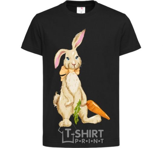 Kids T-shirt Rabbit and carrots black фото