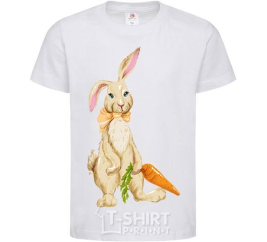 Kids T-shirt Rabbit and carrots White фото