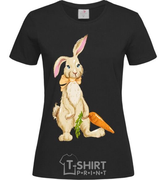 Women's T-shirt Rabbit and carrots black фото