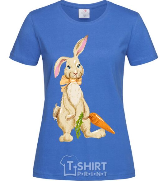 Women's T-shirt Rabbit and carrots royal-blue фото