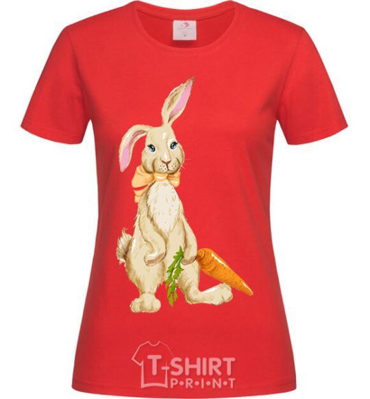 Women's T-shirt Rabbit and carrots red фото