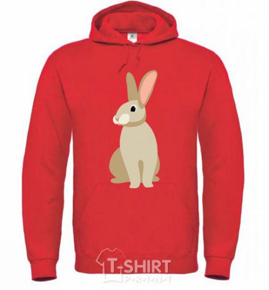 Men`s hoodie Beige hare bright-red фото