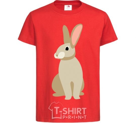 Kids T-shirt Beige hare red фото