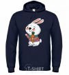 Men`s hoodie A hare in a turquoise scarf navy-blue фото