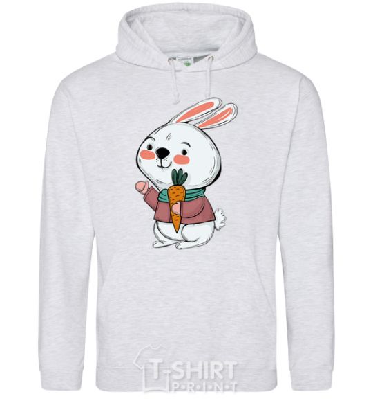 Men`s hoodie A hare in a turquoise scarf sport-grey фото