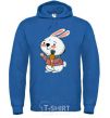 Men`s hoodie A hare in a turquoise scarf royal фото