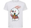 Kids T-shirt A hare in a turquoise scarf White фото