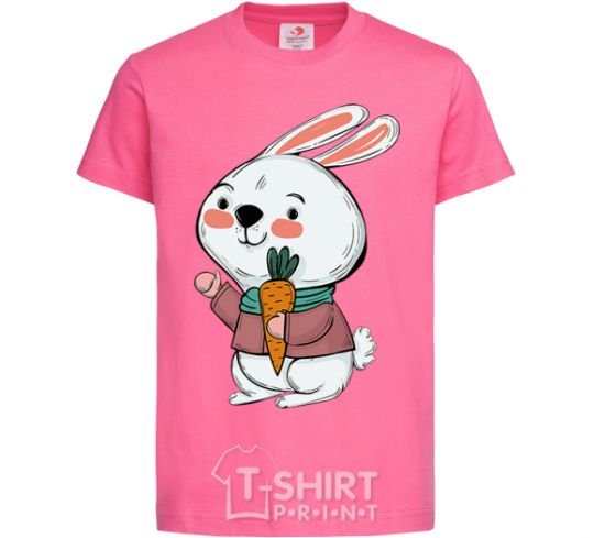 Kids T-shirt A hare in a turquoise scarf heliconia фото