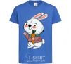 Kids T-shirt A hare in a turquoise scarf royal-blue фото