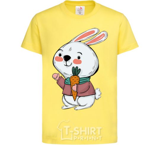 Kids T-shirt A hare in a turquoise scarf cornsilk фото