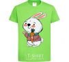 Kids T-shirt A hare in a turquoise scarf orchid-green фото