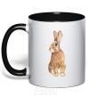 Mug with a colored handle Steppe hare black фото